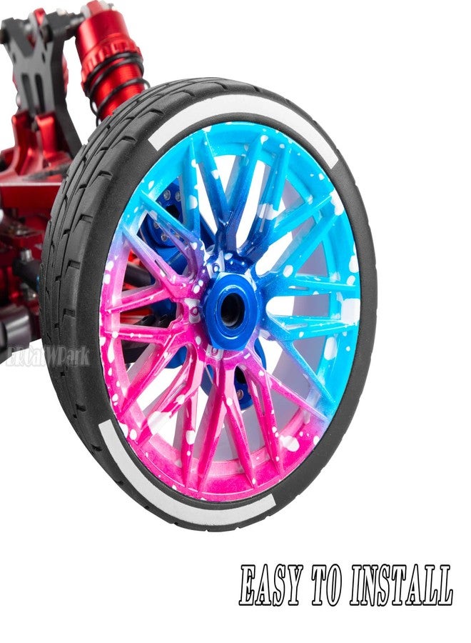عجلات وإطارات BRCatWPark RC لسيارة Felony 6S BLX بمقياس 1/7، إطارات مطاطية للطرق السريعة، 4 قطع من إطارات الطرق السريعة الناعمة لسيارات الانجراف RC، أزرق وردي - Image 3